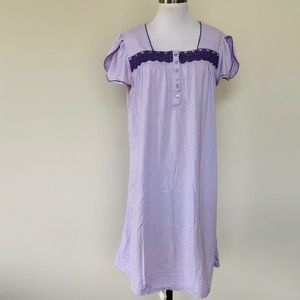 Nightgown Pullover Purple Polka Dot Short Sleeves CELESTIAL DREAMS